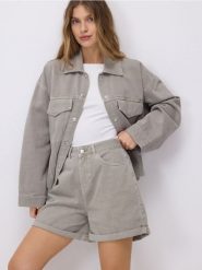 Kurtka jeansowa - zielony. Zielone kurtki damskie Reserved, l, bez wzorów, z bawełny, bez kaptura. Za 139.99 zł.