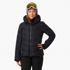 Kurtka narciarska damska Swedemount Cervinia Puffer Ski Jacket wodoodporna. Czarne kurtki damskie SWEDEMOUNT, xl, bez wzorów, z materiału, z kapturem. Za 349.99 zł.