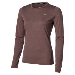 Damska koszulka z długim rękawem Mizuno Core Impulse. Brązowe t-shirty damskie Mizuno, m, bez wzorów, z materiału, bez kołnierzyka. Za 175.00 zł.