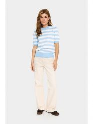 SAINT TROPEZ Sweter "Mila" w kolorze błękitno-białym rozmiar: XS. Białe swetry klasyczne damskie Saint Tropez, s, z wiskozy, bez kołnierzyka. Za 65.85 zł.