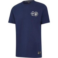 Koszulka Puma Manchester City UCL bespoke dark. Niebieskie t-shirty sportowe męskie Puma, z bawełny, bez ramiączek, do piłki nożnej. Za 89.00 zł.