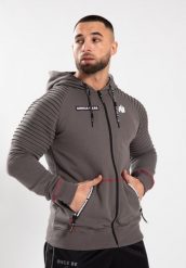 Georgia Bluza z kapturem zapinana na suwak - Szary. Szare bluzy sportowe męskie GORILLA WEAR, bez wzorów, z bawełny, bez kołnierzyka, bez ramiączek. Za 407.00 zł.