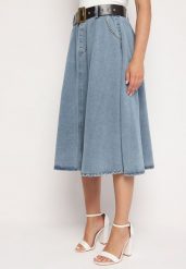 Niebieska Jeansowa Spódnica Midi z Paskiem Suera. Niebieskie spódniczki damskie Born2be, l, bez wzorów, z jeansu, midi. Za 169.99 zł.