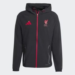 Bluza Liverpool FC Tiro 25 Competition Vis Tech Travel. Czarne bluzy z kapturem męskie Adidas, l, z materiału. Za 366.00 zł.