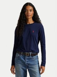 Polo Ralph Lauren Bluzka 211898699002 Granatowy Regular Fit. Niebieskie topy sportowe damskie Polo Ralph Lauren, l, bez wzorów, z bawełny, bez ramiączek. Za 229.99 zł.