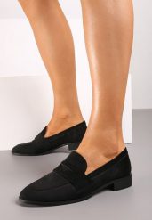 Czarne Klasyczne Mokasyny Typu Loafersy na Płaskiej Podeszwie Daivina. Czarne mokasyny damskie Renee, z jeansu. Za 74.99 zł.