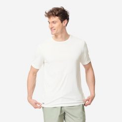 Koszulka UV surfingowa męska Olaian Water T-shirt krótki rękaw. Brązowe t-shirty męskie OLAIAN, m, bez wzorów, z dzianiny, bez kołnierzyka. Za 39.99 zł.