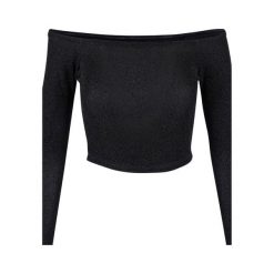 Damska Brokatowa Bluzka Na Ramiączkach Z Długim Rękawem. Czarne bluzki damskie Urban Classics, xl, bez wzorów, casualowe, bez kołnierzyka, bez ramiączek. Za 104.99 zł.