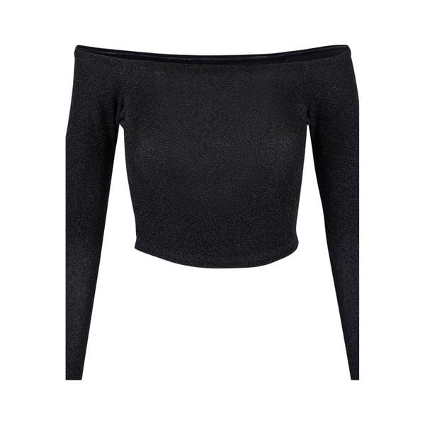 Damska Brokatowa Bluzka Na Ramiączkach Z Długim Rękawem. Czarne bluzki damskie Urban Classics, l, bez wzorów, casualowe, bez kołnierzyka, bez ramiączek. Za 104.99 zł.