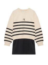 Calvin Klein Jeans Sukienka dzianinowa IG0IG02963 D Beżowy Relaxed Fit. Brązowe spodnie dziewczęce Calvin Klein Jeans, bez wzorów, z bawełny, bez ramiączek. Za 259.99 zł.