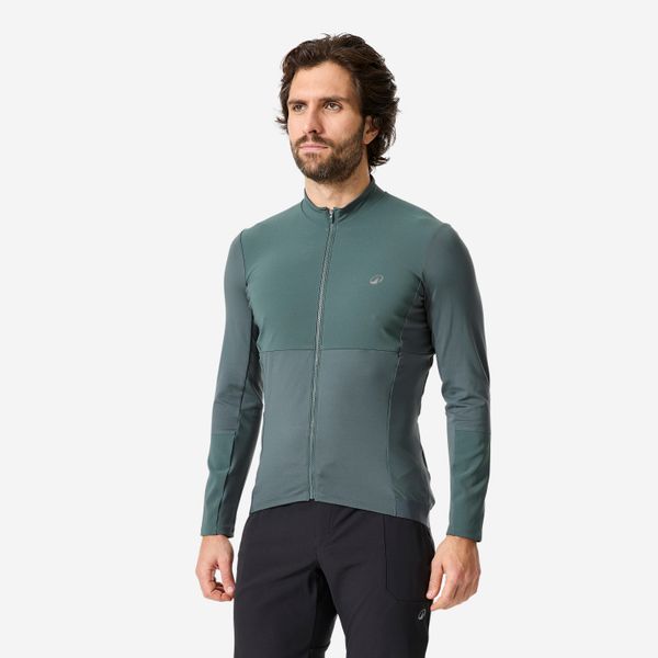 Kurtka rowerowa MTB męska Rockrider 500 ciepła. Zielone kurtki męskie ROCKRIDER, m, bez wzorów, z materiału, bez kaptura. Za 179.99 zł.