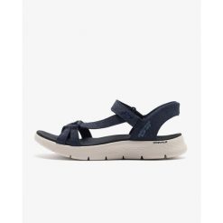 Sandały damskie Skechers Go Walk Flex. Niebieskie sandały damskie Skechers, bez wzorów, bez obcasa. Za 316.50 zł.