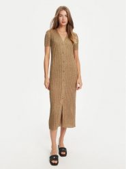 TWINSET Sukienka dzianinowa 251TT3190 Beżowy Slim Fit. Brązowe sukienki damskie Twinset, m, bez wzorów, z dzianiny, bez kołnierzyka, bez ramiączek. Za 1,219.00 zł.