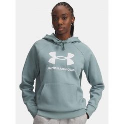 Bluza Damska Z Kapturem Sportowa Under Armour Rival Fleece Big Logo Hdy. Zielone bluzy sportowe damskie Under Armour, bez wzorów, bez ramiączek, z kapturem. W wyprzedaży za 163.50 zł.
