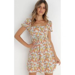 Beżowo-Pomarańczowa Sukienka Konmey. Brązowe sukienki damskie Born2be, na lato, l, bez wzorów, retro, bez kołnierzyka, bez ramiączek, mini. W wyprzedaży za 87.99 zł.