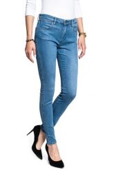 WRANGLER SKINNY DAMSKIE SPODNIE JEANSOWE SOFT WORN W28KJE12P 112128280. Spodnie materiałowe damskie Wrangler, bez wzorów, z jeansu. Za 209.99 zł.