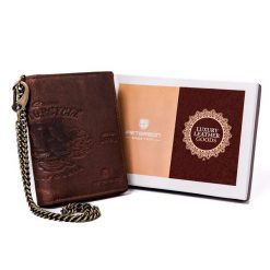 Portfel tłoczony Peterson [DH] PTN N4C-01-HWM-1223 brązowy. Brązowe portfele męskie Peterson, bez wzorów, ze skóry. Za 94.99 zł.