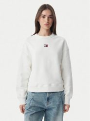 Tommy Jeans Bluza DW0DW17325 Biały Boxy Fit. Białe bluzy bez kaptura damskie Tommy Jeans, m, z bawełny. Za 369.99 zł.