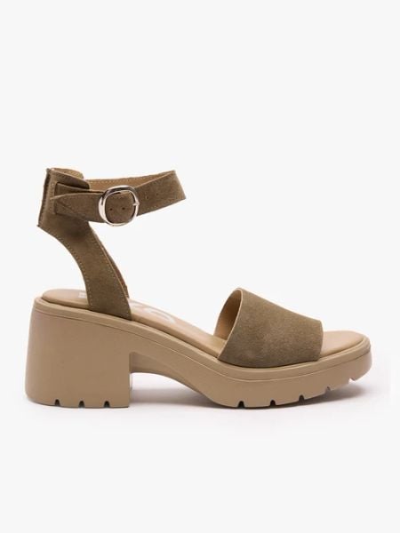 Khaki sandały na traperowym spodzie. Zielone sandały damskie Ryłko, bez wzorów, ze skóry, bez obcasa, na obcasie. Za 379.99 zł.