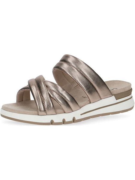 Caprice Skórzane klapki w kolorze szarobrązowym rozmiar: 38. Brązowe klapki damskie Caprice, bez wzorów, bez obcasa. Za 125.85 zł.