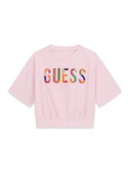 Guess T-Shirt J6GI16 K6YW4 Różowy Boxy Fit. Czerwone koszulki dziewczęce Guess, z aplikacjami, z bawełny, bez ramiączek. Za 124.99 zł.