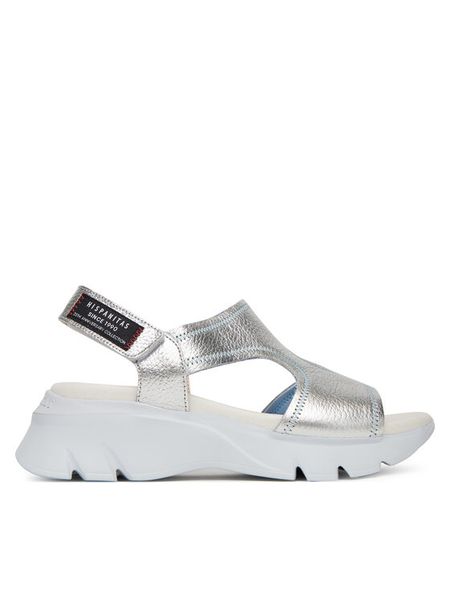 Hispanitas Sandały Dakar HV254010 Srebrny. Szare sandały damskie Hispanitas, bez wzorów, ze skóry, bez obcasa, na koturnie. Za 529.99 zł.