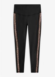 Legginsy sportowe. Czarne legginsy damskie bonprix, bez wzorów. Za 124.99 zł.