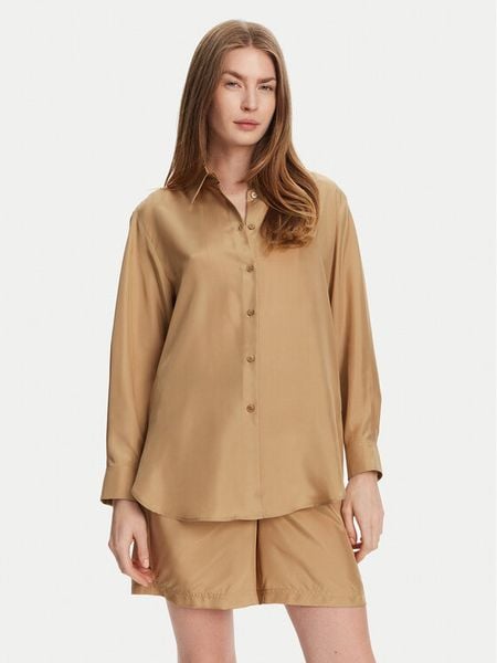 Marella Koszula Alec 2513111015 Beżowy Regular Fit. Brązowe koszule damskie Marella, bez wzorów, z jedwabiu, bez kołnierzyka, bez ramiączek. Za 509.99 zł.