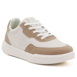 Półbuty sportowe damskie sneakersy kremowe Big Star UU274275. Białe półbuty damskie Big Star, bez wzorów, ze skóry ekologicznej, retro, bez obcasa. Za 149.99 zł.
