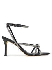 Guess Sandały FLJMRT ELE03 Czarny. Czarne sandały damskie Guess, z aplikacjami, ze skóry, bez obcasa, na szpilce. Za 419.99 zł.