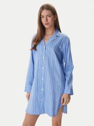 LAUREN RALPH LAUREN Koszula nocna ILN32490 Niebieski Relaxed Fit. Niebieskie koszule nocne damskie Lauren Ralph Lauren, bez wzorów, z bawełny. Za 419.99 zł.