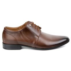 Olivier Buty męskie skóra wizytowe 301LU brązowe. Brązowe buty wizytowe męskie z materiału, z okrągłym noskiem, bez zapięcia. Za 362.62 zł.