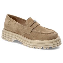 Beżowe Półbuty Karino Modne Skórzane Buty Damskie. Brązowe półbuty damskie Karino, bez wzorów, z weluru, eleganckie, bez obcasa, na płaskiej podeszwie. Za 429.00 zł.