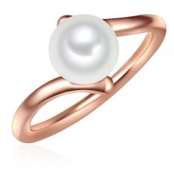 Valero Pearls Srebrny pierścionek srebro wysokiej próby Perła hodowlana słodkowodna różowe złoto Pierścionki 1 ct Biały Damski. Białe pierścionki damskie Valero Pearls, z perłą, pozłacane. Za 199.99 zł.