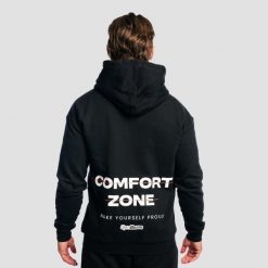 Bluza męska fitness z kapturem i zamkiem Zone Zip Up. Czarne bluzy sportowe męskie GYMBEAM, bez wzorów, z bawełny, bez kołnierzyka, bez ramiączek. Za 143.90 zł.