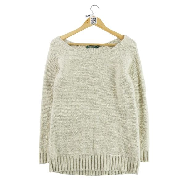 Second life - Damski beżowy sweter - Jak nowy. Brązowe swetry klasyczne damskie Ralph Lauren, bez kołnierzyka. Za 135.32 zł.