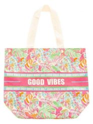 Zwillingsherz Shopper bag "Good Vibes" ze wzorem - 36 x 46 cm rozmiar: onesize. Shopper bag damskie Zwillingsherz, bez wzorów, z materiału, na ramię, bez dodatków. Za 60.99 zł.