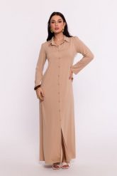 Cappuccino Maxi Sukienka Wiskozowa z Guzikami. Czarne sukienki damskie MOE, l, bez wzorów, z elastanu, bez kołnierzyka, bez ramiączek, maxi. Za 361.90 zł.
