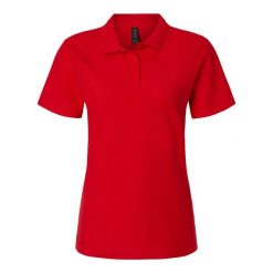 Damska Koszulka Polo Softstyle Pique. Niebieskie bluzki sportowe damskie Gildan, m, bez kołnierzyka, bez ramiączek. Za 77.99 zł.