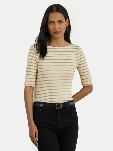 LAUREN RALPH LAUREN Bluzka 200980044001 Beżowy Slim Fit. Brązowe bluzki damskie Lauren Ralph Lauren, xl, bez wzorów, z bawełny, bez ramiączek. Za 219.99 zł.