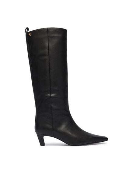 Tommy Hilfiger Kozaki Kitten Heel Leather High Boot FW0FW09568 Czarny. Czarne kozaki damskie Tommy Hilfiger, bez obcasa, na słupku. Za 949.99 zł.