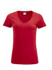 Clique Arden damska koszulka z dekoltem w serek, elastyczny single jersey. Czerwone t-shirty damskie CLIQUE, l, bez wzorów, z bawełny, bez kołnierzyka. Za 112.69 zł.