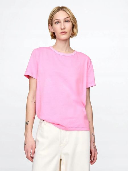T-SHIRT DAMSKI KOSZULKA 1 BAWEŁNA GAP. Żółte bluzki sportowe damskie GAP, l, z bawełny, bez kołnierzyka, bez ramiączek. Za 144.60 zł.