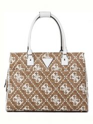 Guess Shopper bag w kolorze jasnobrązowo-białym - 45,4 x 32 x 19 cm rozmiar: onesize. Brązowe shopper bag damskie Guess, z aplikacjami, z materiału, na ramię, bez dodatków. Za 364.56 zł.