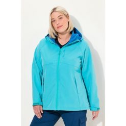Damskie Kurtka softshell kaptur kieszenie na zamek regulowane zapięcie na rzep. Niebieskie kurtki damskie Ulla Popken, plus size, bez wzorów, z materiału, bez kaptura. W wyprzedaży za 383.99 zł.