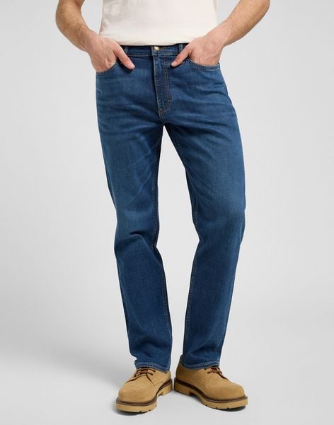 MESKIE SPODNIE LEE WEST DEEP OCEAN 112372636. Spodnie materiałowe męskie Lee, bez wzorów, z jeansu. Za 219.99 zł.