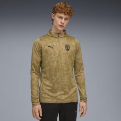 Męska bluza treningowa z zamkiem 1/4 RC Lens PUMA Matte Gold Black Beige. Brązowe bluzy bez kaptura męskie Puma, l, ze lnu. Za 329.00 zł.