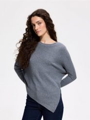 Sweter z bawełną - szary. Szare swetry klasyczne damskie Reserved, l, z bawełny, bez kołnierzyka. Za 119.99 zł.