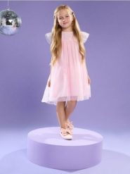 Elegancka sukienka babydoll - różowy. Czerwone sukienki dziewczęce Sinsay, bez wzorów, eleganckie, bez ramiączek. Za 39.99 zł.