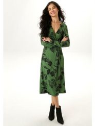 Aniston Sukienka w kolorze zielono-czarnym rozmiar: 40. Czarne sukienki damskie Aniston, bez wzorów, z materiału, bez kołnierzyka, bez ramiączek, midi. Za 128.55 zł.